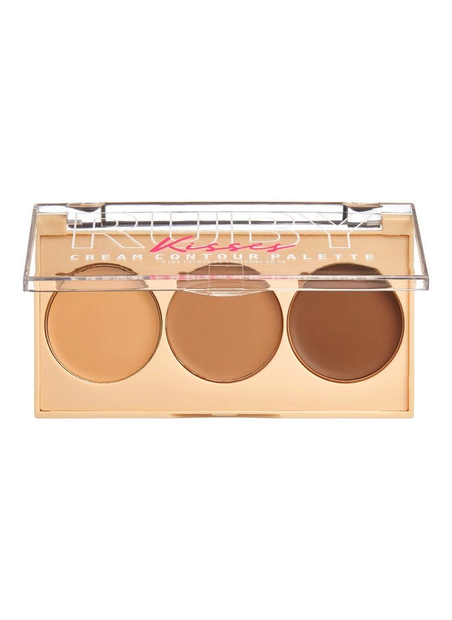Ruby Kisses Contour Palette 3-in-1 Contour, Conceal, Highlight All-In-One Mini Palette, Long-Lasting, Easy to Blend Cream Contour Palette for Oily and Dry Skin (Medium To Tan)