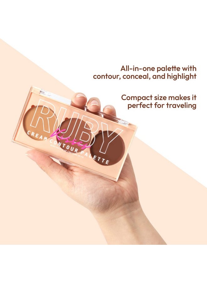 Ruby Kisses Contour Palette 3-in-1 Contour, Conceal, Highlight All-In-One Mini Palette, Long-Lasting, Easy to Blend Cream Contour Palette for Oily and Dry Skin (Medium To Tan)