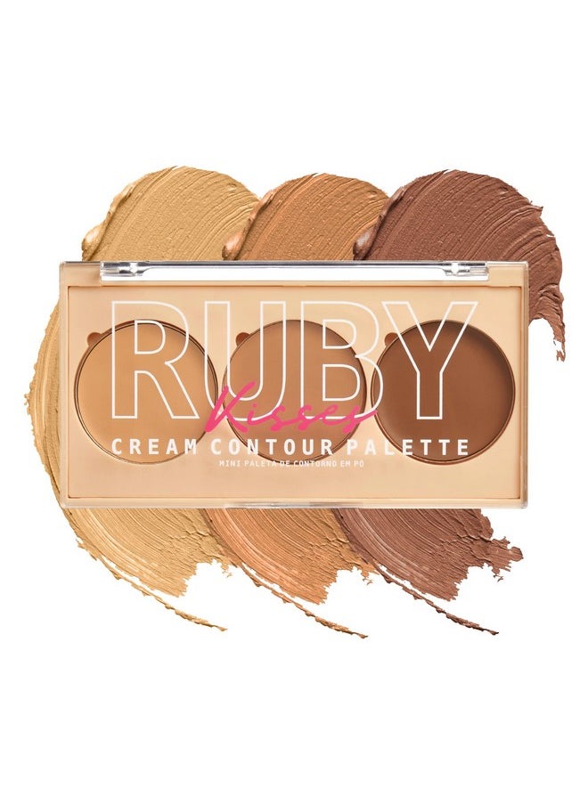 Ruby Kisses Contour Palette 3-in-1 Contour, Conceal, Highlight All-In-One Mini Palette, Long-Lasting, Easy to Blend Cream Contour Palette for Oily and Dry Skin (Medium To Tan)
