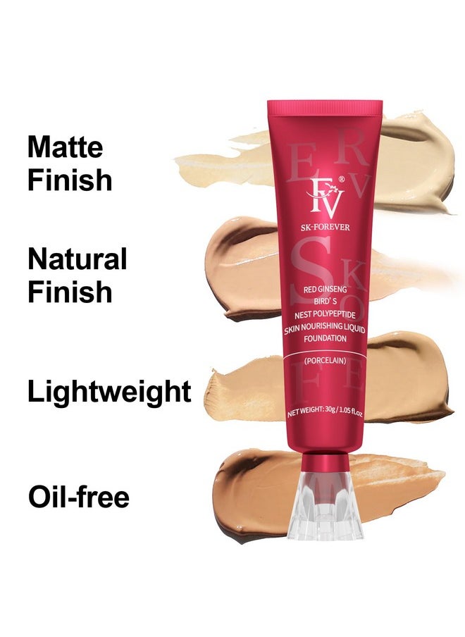 FV 2 Pack Waterproof Foundation, Lightweight & Medium Coverage Foundation with Matte Finish, Oil Control Long Lasting Liquid Foundation Makeup for Oily Normal Skin (Classic Ivory, 1.05 fl.oz)