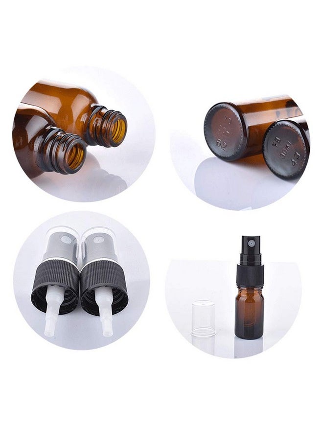 6Pcs 15ml 0.5oz Amber Glass Fine Mist Spray Bottles Refillable Travel Cosmetic Containers Perfume Sample Bottles with Black Sprayers for Essential Oils Cleaning Products Aromatherapy