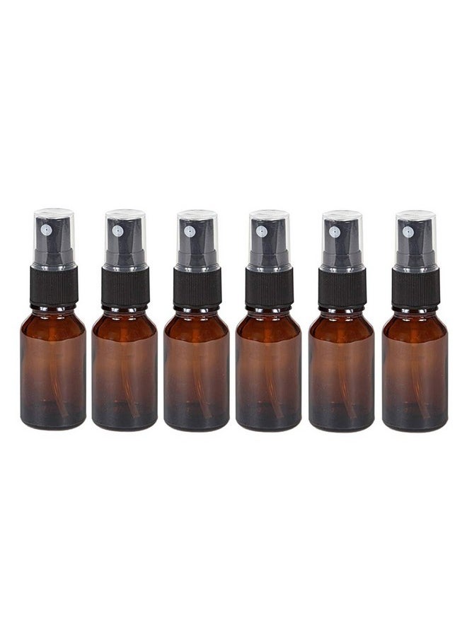 6Pcs 15ml 0.5oz Amber Glass Fine Mist Spray Bottles Refillable Travel Cosmetic Containers Perfume Sample Bottles with Black Sprayers for Essential Oils Cleaning Products Aromatherapy