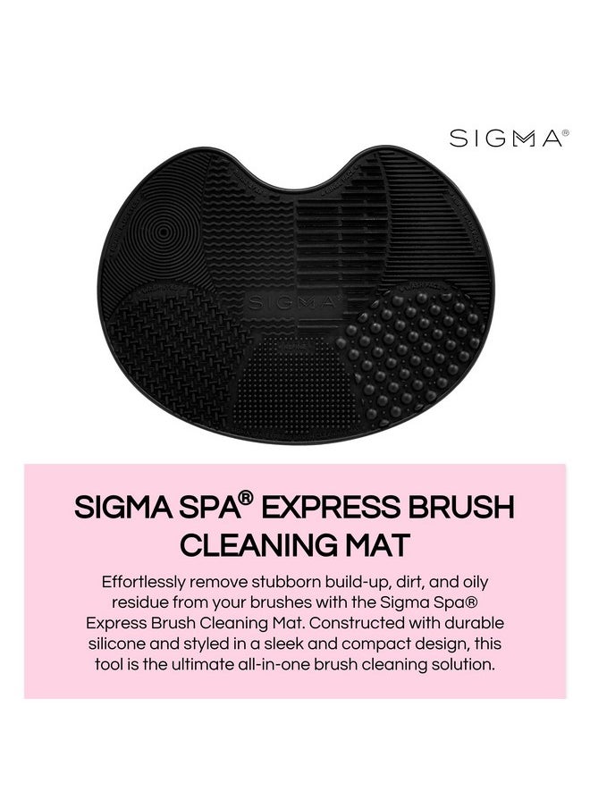 Sigma Beauty Makeup Brush Cleaner Mat - Sigma Spa Express Silicone Makeup Brush Cleaning Mat with Suction Cups for Cleaning Makeup Brushes, Compact Design Fit for Any Travel Makeup Kit (Black)