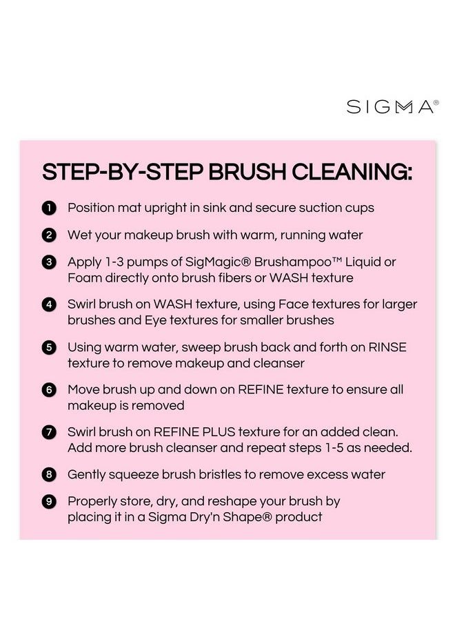 Sigma Beauty Makeup Brush Cleaner Mat - Sigma Spa Express Silicone Makeup Brush Cleaning Mat with Suction Cups for Cleaning Makeup Brushes, Compact Design Fit for Any Travel Makeup Kit (Black)