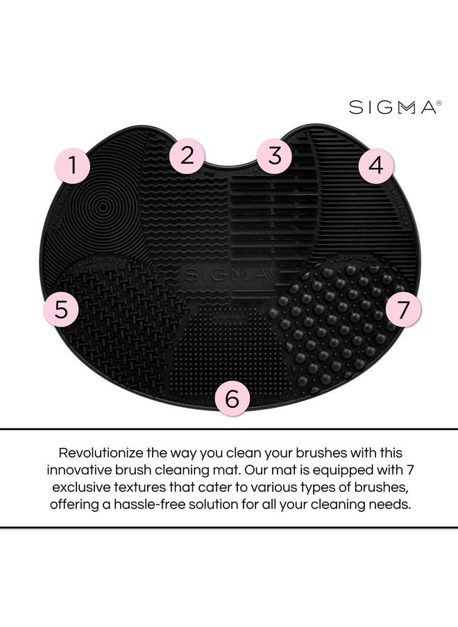 Sigma Beauty Makeup Brush Cleaner Mat - Sigma Spa Express Silicone Makeup Brush Cleaning Mat with Suction Cups for Cleaning Makeup Brushes, Compact Design Fit for Any Travel Makeup Kit (Black)