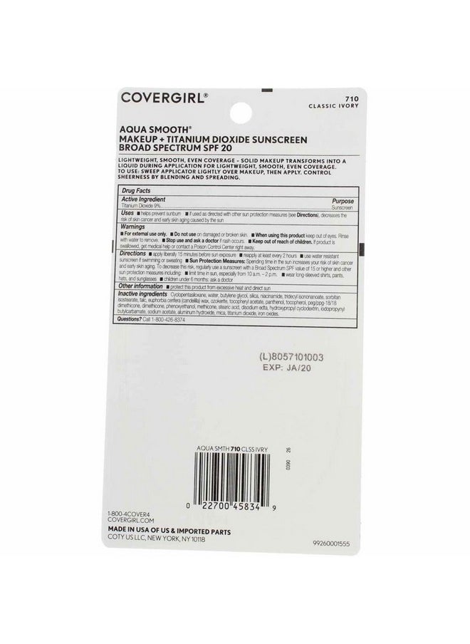 CoverGirl Aquasmooth SPF 20 Compact Foundation, 710 Classic Ivory, 0.4 Ounce