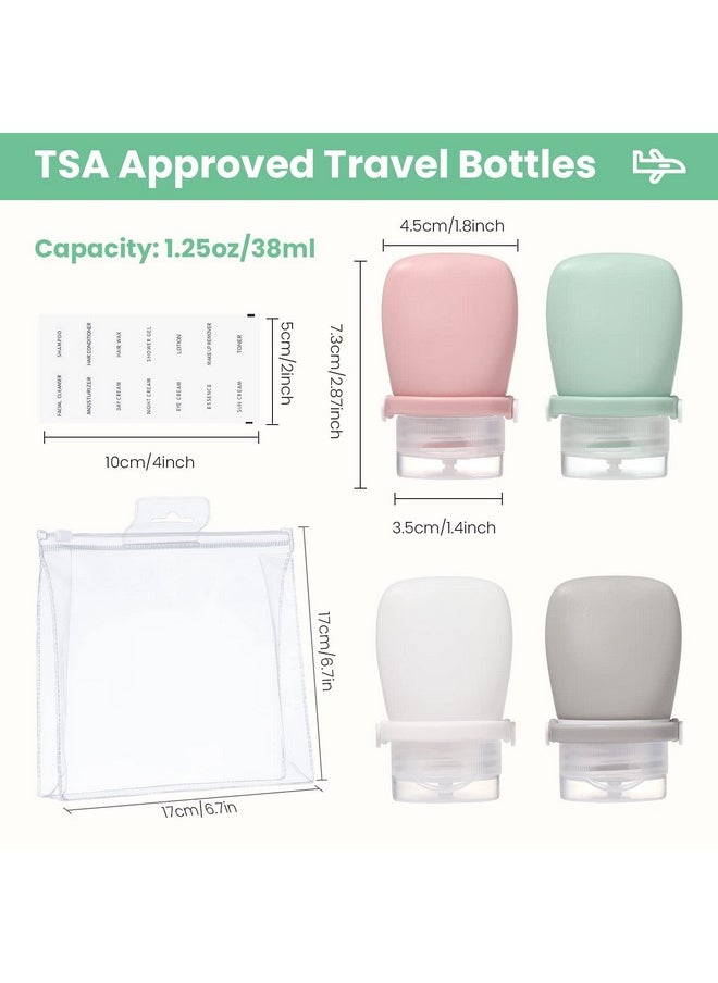 RONRONS 1oz Travel Bottles, Silicone Squeeze Sauce Salad Dressing Ketchup Condiment Bottles, Tsa Approved Leak Proof Containers for Toiletries Shampoo Conditioner Small (4 Pieces)