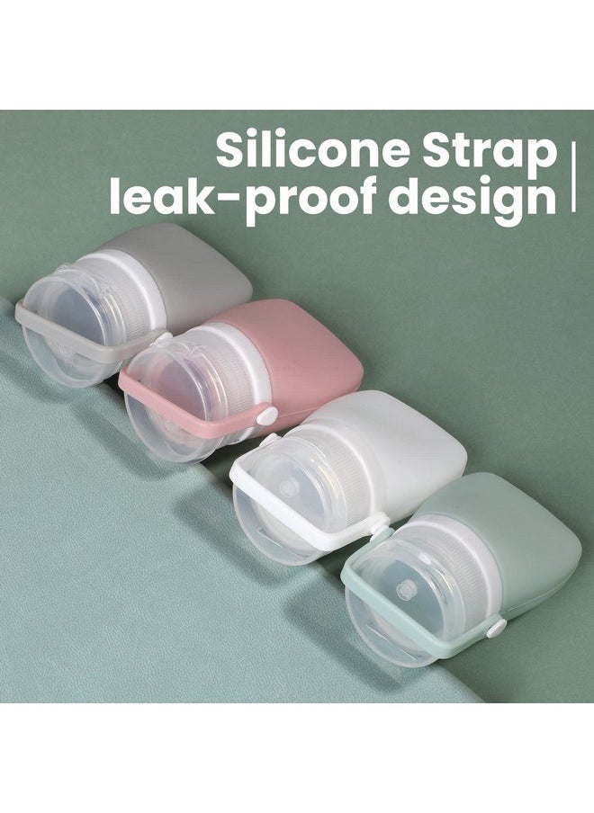 RONRONS 1oz Travel Bottles, Silicone Squeeze Sauce Salad Dressing Ketchup Condiment Bottles, Tsa Approved Leak Proof Containers for Toiletries Shampoo Conditioner Small (4 Pieces)