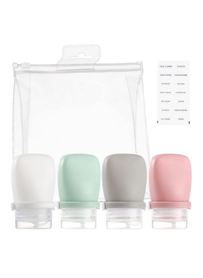 RONRONS 1oz Travel Bottles, Silicone Squeeze Sauce Salad Dressing Ketchup Condiment Bottles, Tsa Approved Leak Proof Containers for Toiletries Shampoo Conditioner Small (4 Pieces)