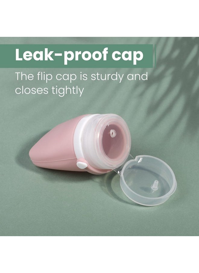 RONRONS 1oz Travel Bottles, Silicone Squeeze Sauce Salad Dressing Ketchup Condiment Bottles, Tsa Approved Leak Proof Containers for Toiletries Shampoo Conditioner Small (4 Pieces)