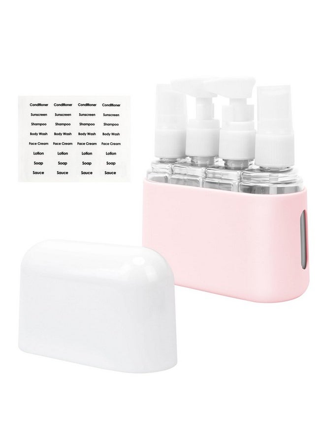 Skycase Travel Bottle Set, 4 in 1 Travel Containers Set for Toiletries,Leak-Proof Refillable Plastic Bottles with Lid,Airplane Accessories Kits for Shampoo Conditioner Lotion Liquids,Pink