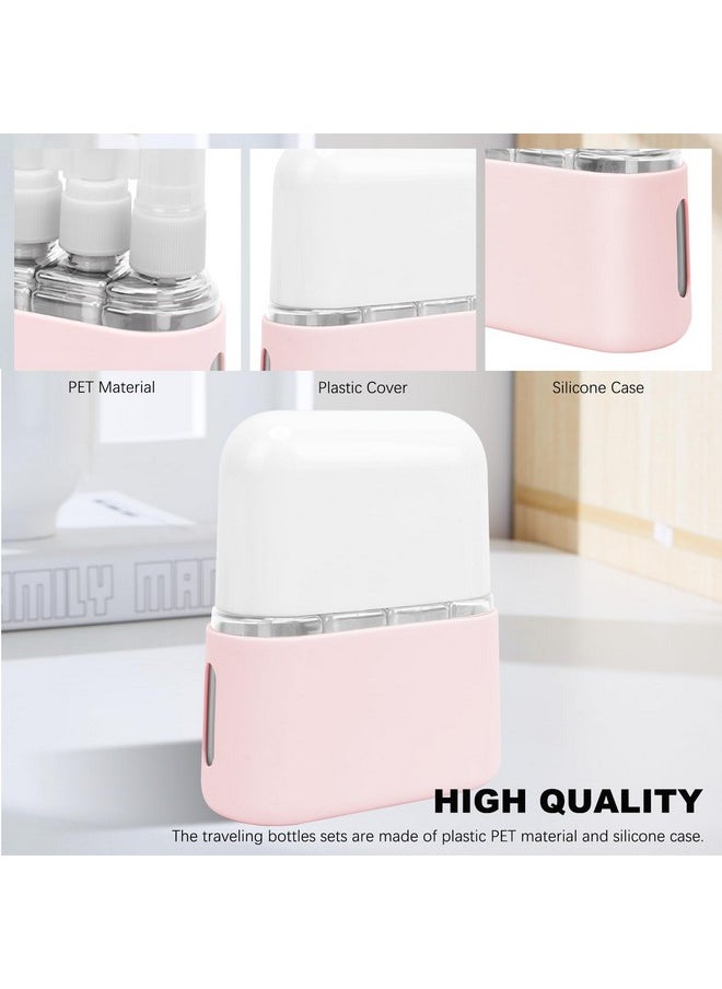 Skycase Travel Bottle Set, 4 in 1 Travel Containers Set for Toiletries,Leak-Proof Refillable Plastic Bottles with Lid,Airplane Accessories Kits for Shampoo Conditioner Lotion Liquids,Pink