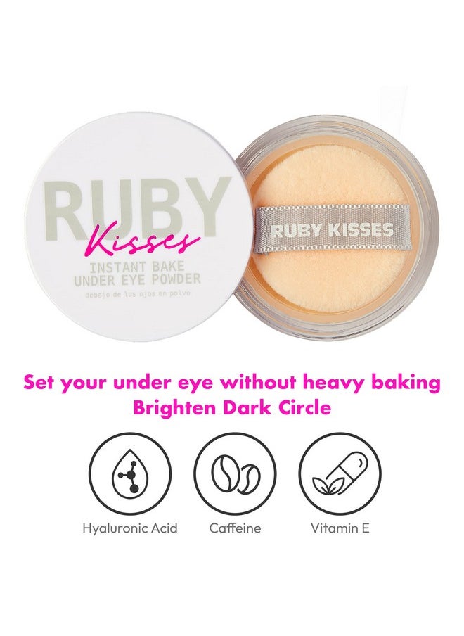 Ruby Kisses Instant Bake Undereye Powder - Vegan, Cruelty Free Powder for Brightening Eyes and Smudge-Free Makeup