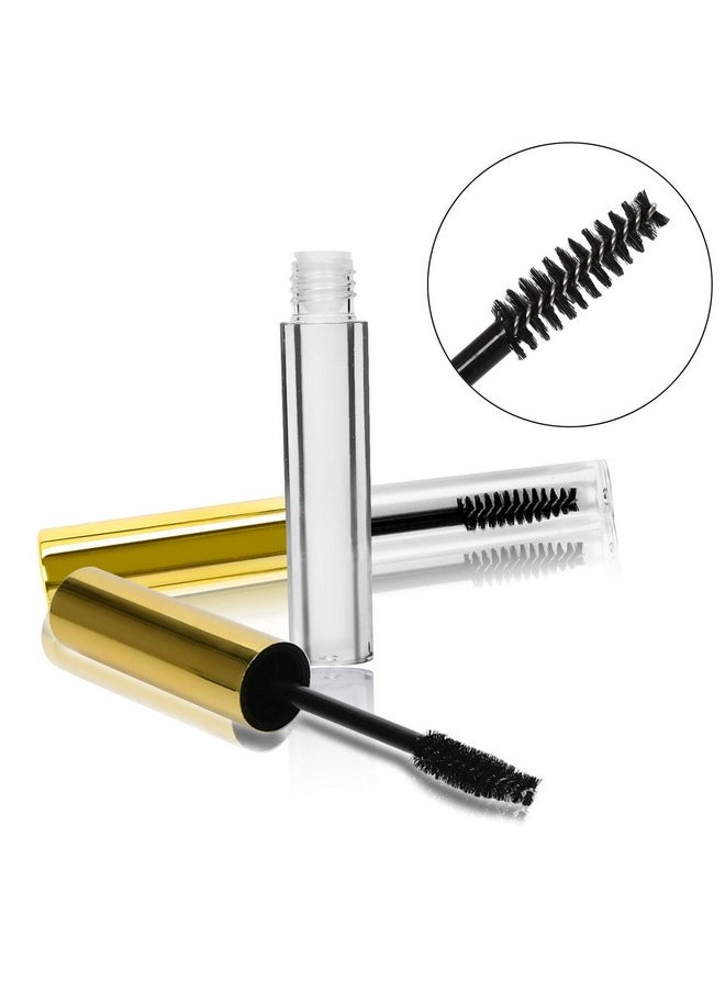 Comicfs 20 Pcs 4ml Transparent Reusable Empty Bottle Tube Container Makeup Vials Cosmetic Tool for Eyelash Growth Oil/Mascara with Rubber Inserts 8 Pcs Funnels (Gold)