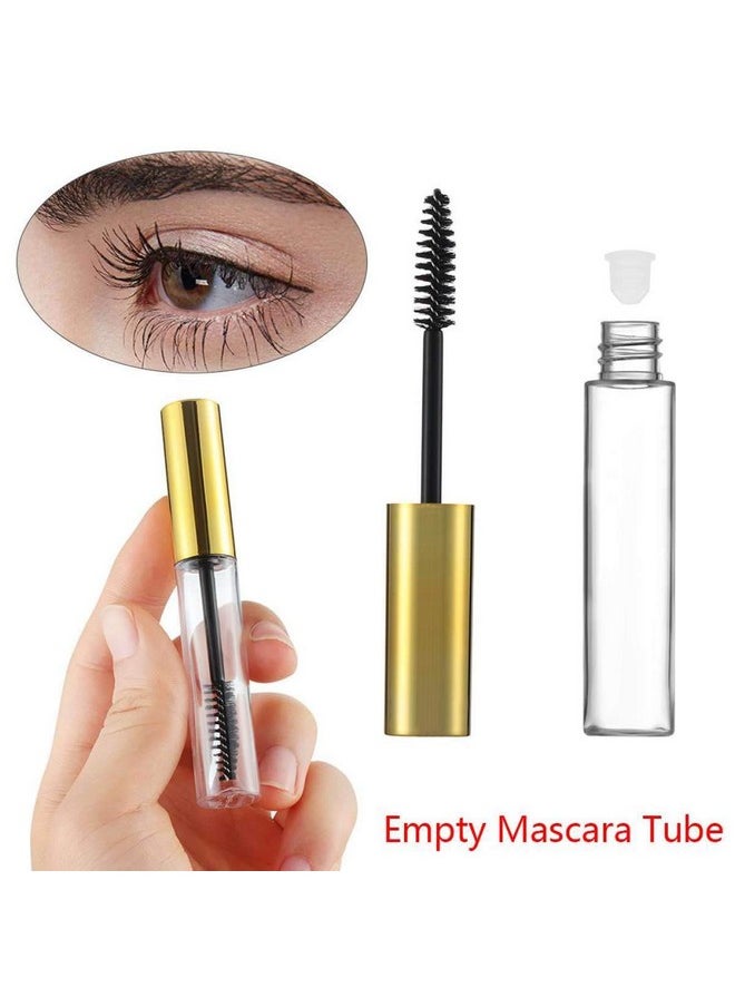 Comicfs 20 Pcs 4ml Transparent Reusable Empty Bottle Tube Container Makeup Vials Cosmetic Tool for Eyelash Growth Oil/Mascara with Rubber Inserts 8 Pcs Funnels (Gold)