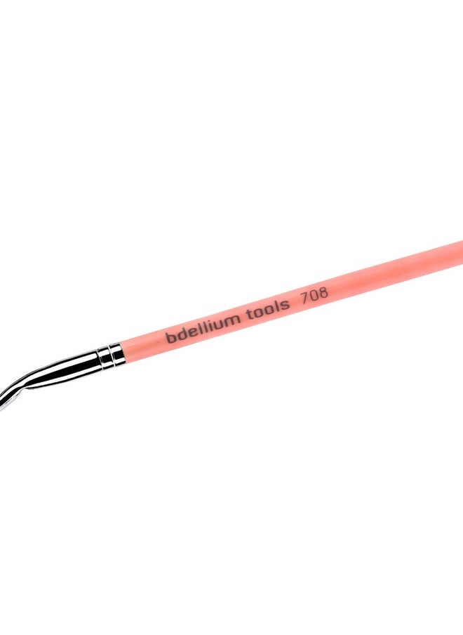 Bdellium Tools Professional Makeup Brush - Pink Bambu Series 708 Bent Eyeliner - With Soft Synthetic Fibers, For Smooth Application (Pink, 1pc)