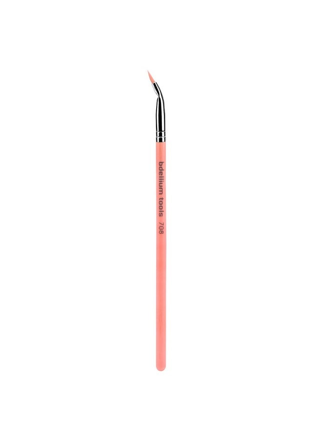 Bdellium Tools Professional Makeup Brush - Pink Bambu Series 708 Bent Eyeliner - With Soft Synthetic Fibers, For Smooth Application (Pink, 1pc)