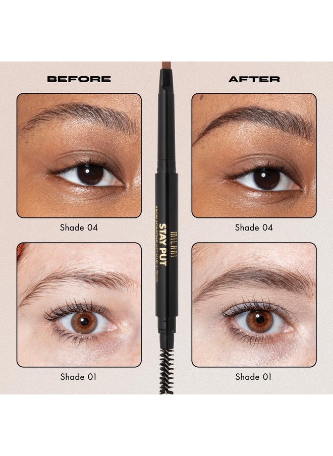 Milani Stay Put Brow Sculpting Mechanical Pencil - Medium Brown (0.01 Ounce) Cruelty-Free Long-Lasting Eyebrow Pencil that Defines and Shapes Brows
