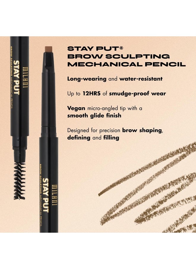 Milani Stay Put Brow Sculpting Mechanical Pencil - Medium Brown (0.01 Ounce) Cruelty-Free Long-Lasting Eyebrow Pencil that Defines and Shapes Brows