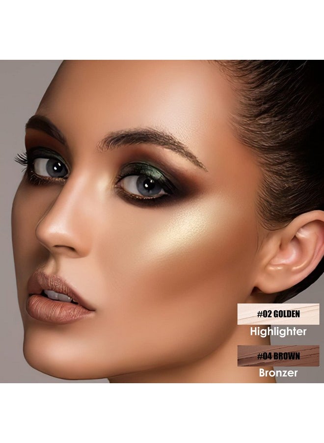 FOCALLURE 2 Pcs Contour Foundation Stick, Highlighter & Bronzer Pen, Face Brightens & Shades Pencil, Highlighting Shade Longwear Makeup, Highlight Bronzer Shaping Trimming Stick,Neutral