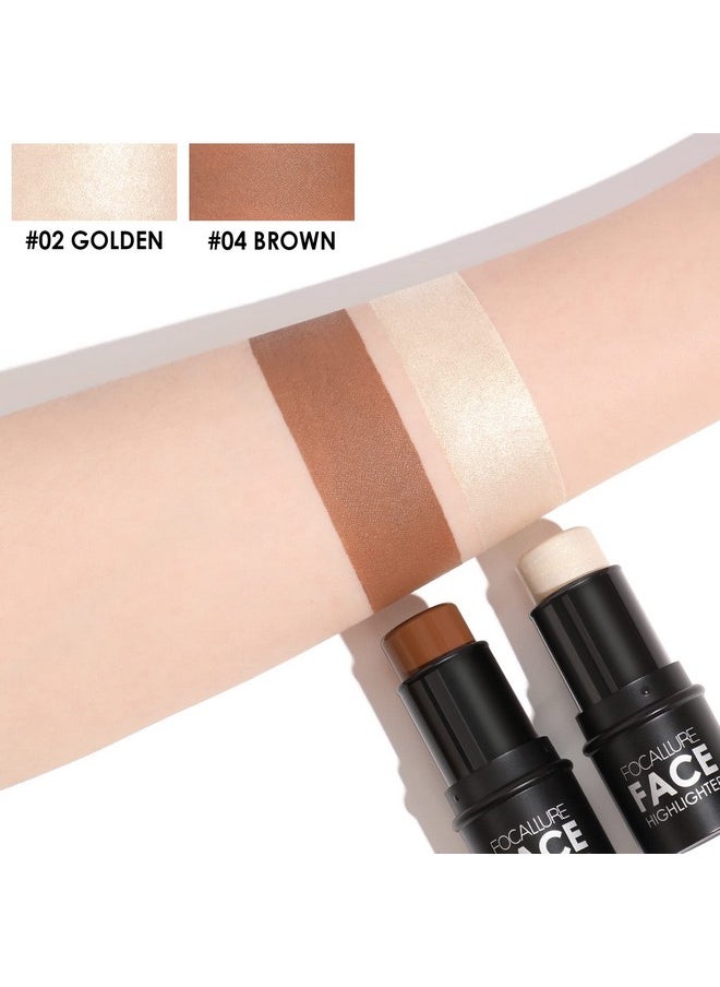 FOCALLURE 2 Pcs Contour Foundation Stick, Highlighter & Bronzer Pen, Face Brightens & Shades Pencil, Highlighting Shade Longwear Makeup, Highlight Bronzer Shaping Trimming Stick,Neutral