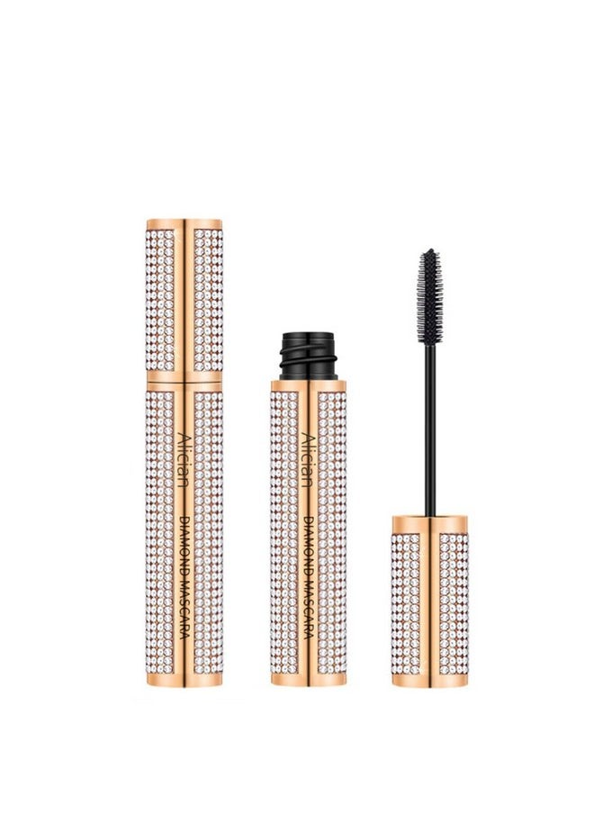 Alician Diamond Mascara, Waterproof Long Curling Extension Eyelashes, Long-Lasting, Thick Thickening, Smudge-proof and Lengthening Voluminous Eyelashes