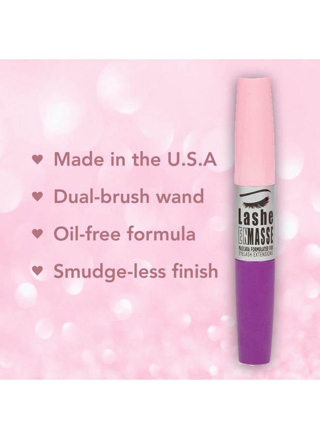 GladGirl Lashe EnMasse Mascara for Eyelash Extensions, Oil Free Mascara with Dual-Brush Wand, Made in the USA, Vegan Mascara and Hypoallergenic