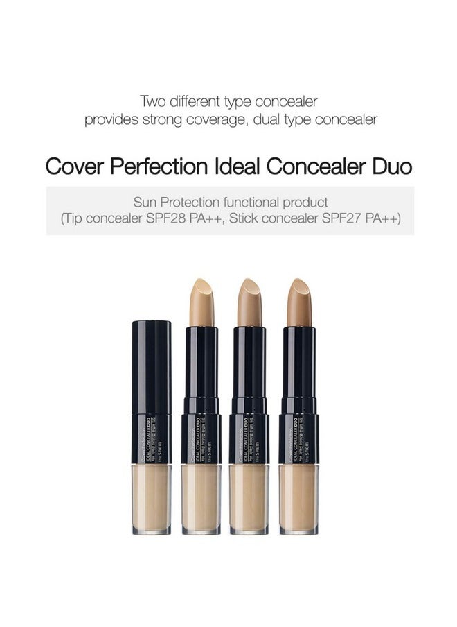 THESAEM Cover Perfection Ideal Concealer Duo (#1 Clear Beige) | Dual Type Full Coverage Concealer, High Adherence High Pigmented, No Clumping in Wrinkles, Crease-Proof Concealer
