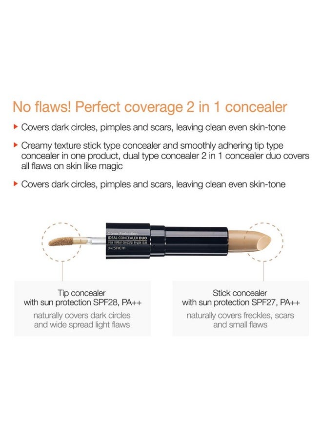 THESAEM Cover Perfection Ideal Concealer Duo (#1 Clear Beige) | Dual Type Full Coverage Concealer, High Adherence High Pigmented, No Clumping in Wrinkles, Crease-Proof Concealer