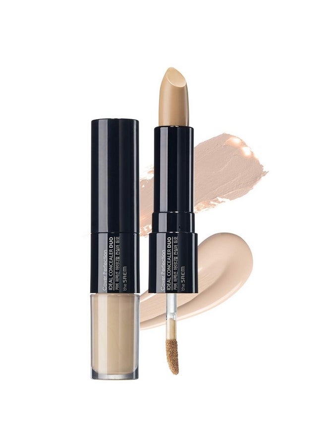 THESAEM Cover Perfection Ideal Concealer Duo (#1 Clear Beige) | Dual Type Full Coverage Concealer, High Adherence High Pigmented, No Clumping in Wrinkles, Crease-Proof Concealer
