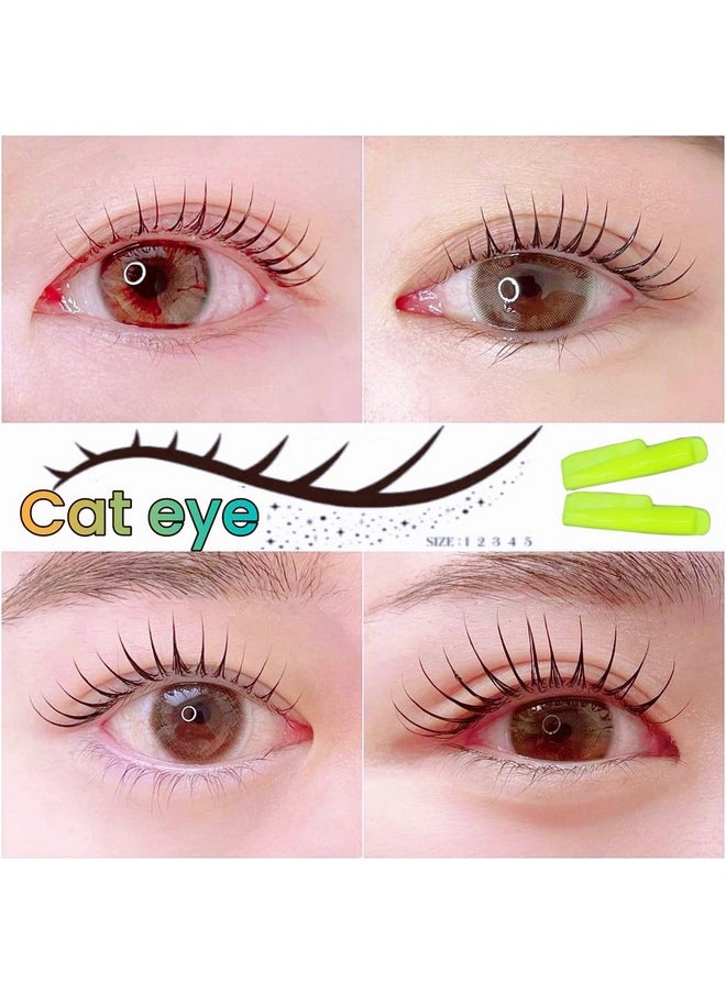 Silicone Lash Lift Shields Japanese Cat Eye Pad 5 Size Jelly Lifting Shield Lifts Eyelash J Curl Lami Lamination Roller Korean Natural Perming Rod Elastic Silicon Pads for Lift and Tint Easy To Perm