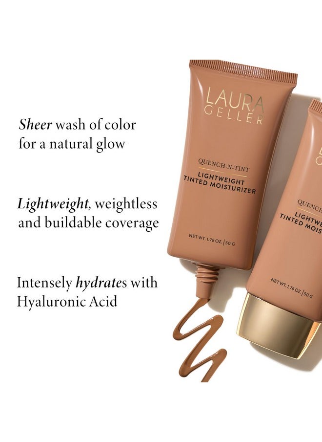 LAURA GELLER NEW YORK Quench-n-Tint Hydrating Foundation - Light/Medium - Sheer to Light Buildable Coverage - Natural Glow Finish - Lightweight Formula with Hyaluronic Acid