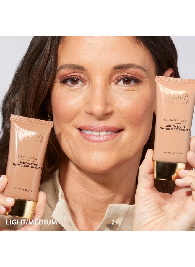 LAURA GELLER NEW YORK Quench-n-Tint Hydrating Foundation - Light/Medium - Sheer to Light Buildable Coverage - Natural Glow Finish - Lightweight Formula with Hyaluronic Acid