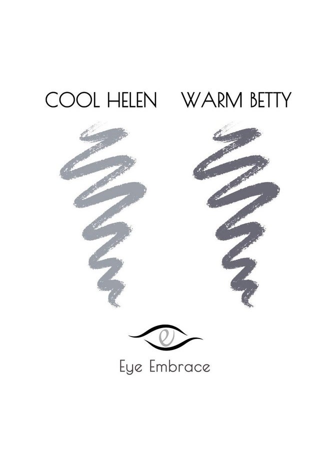 Eye Embrace Light Gray Eyebrow Pencils: Warm Betty & Cool Helen 2 Pack Bundle - Waterproof, Double-Ended Automatic Angled Tip & Spoolie Brush, Cruelty-Free