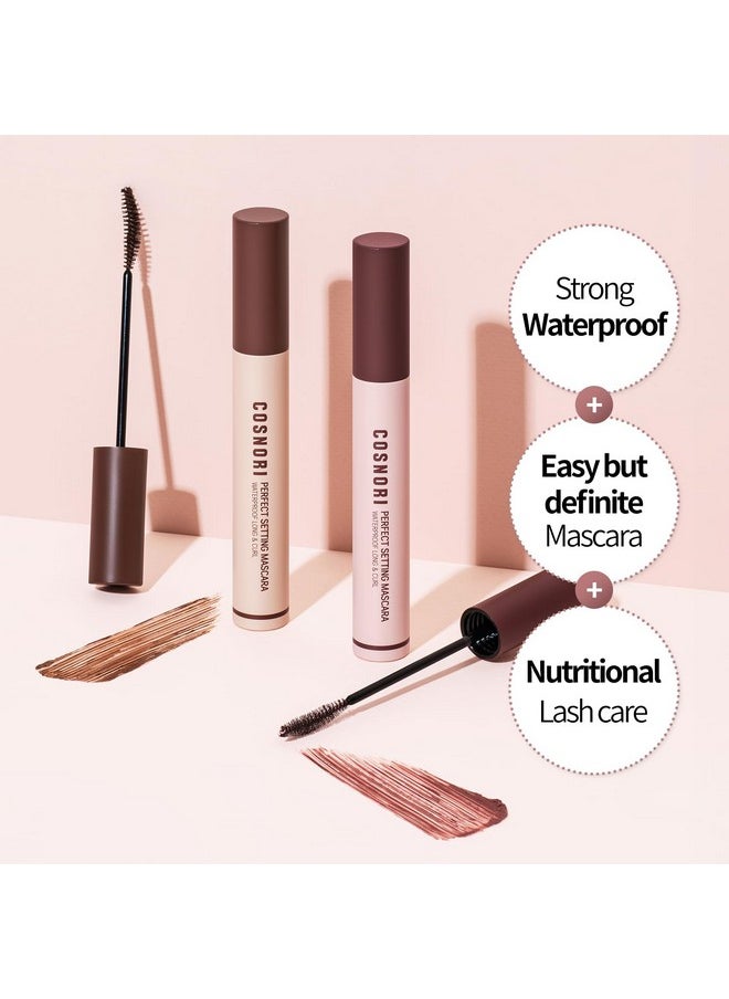 COSNORI Perfect Waterproof Mascara Long&Curl 03 Rosy Brown - Long-Lasting Smudge - Burgundy Mascara - Korean Waterproof Mascara, Long lash, Strong fixing, Silk Amino Acids - 0.23fl oz (7ml)