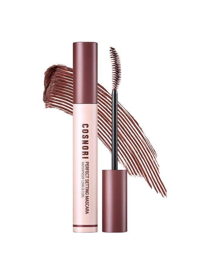 COSNORI Perfect Waterproof Mascara Long&Curl 03 Rosy Brown - Long-Lasting Smudge - Burgundy Mascara - Korean Waterproof Mascara, Long lash, Strong fixing, Silk Amino Acids - 0.23fl oz (7ml)