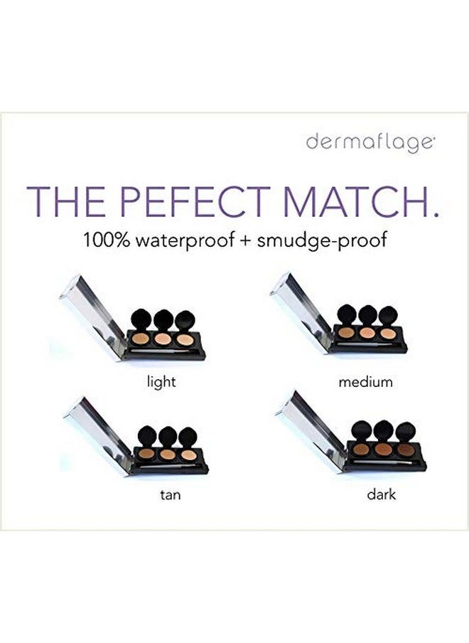 Full Coverage Concealer Palette, Waterproof Concealer Cream, 3 Colors + Brush, by Dermaflage