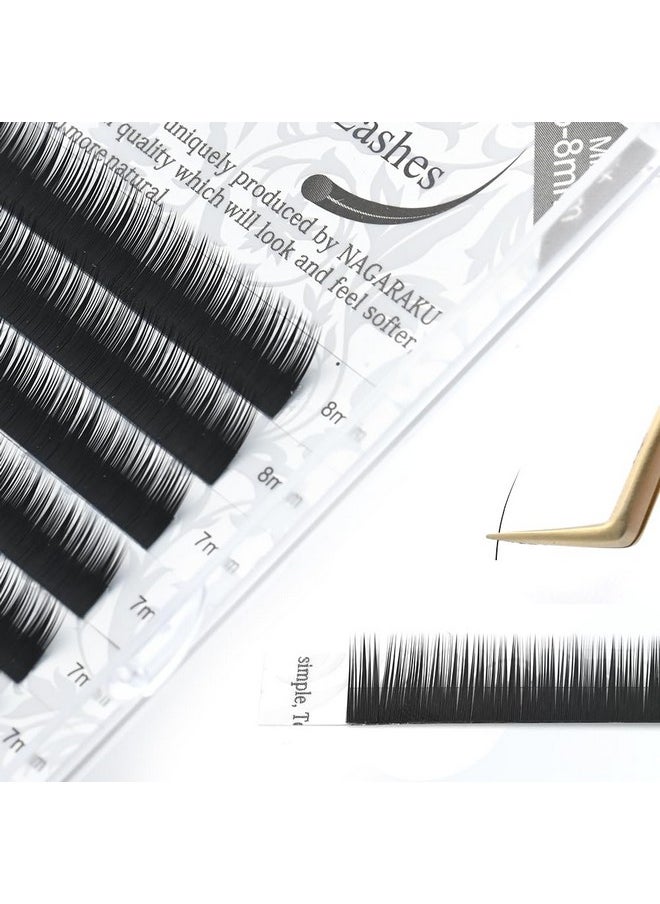 NAGARAKU Bottom Eyelash Extensions Individual Lashes Classic Single Matte Black Soft Natural Faux Mink False Lashes 12 rows (0.10mm J curl 5-8mm Mix Tray)