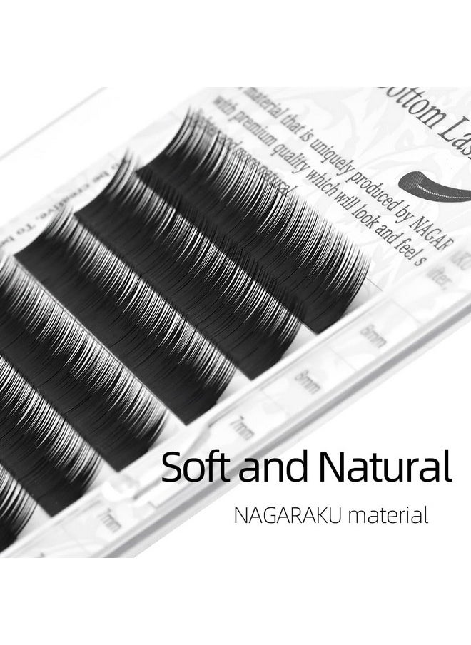 NAGARAKU Bottom Eyelash Extensions Individual Lashes Classic Single Matte Black Soft Natural Faux Mink False Lashes 12 rows (0.10mm J curl 5-8mm Mix Tray)