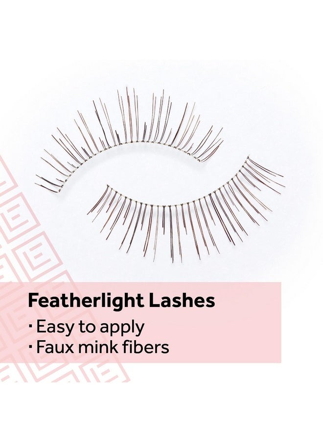 Eylure Naturals No. 020 Reusable Eyelashes, Adhesive Included, Black, 4 Pairs
