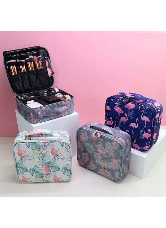 House of Quirk Makeup Box/Cosmetic Storage Case With Adjustable Compartment - White Flamingo,W-22 Cm