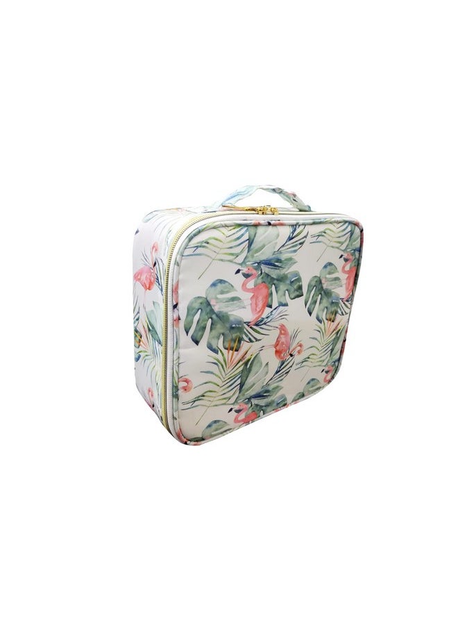 House of Quirk Makeup Box/Cosmetic Storage Case With Adjustable Compartment - White Flamingo,W-22 Cm