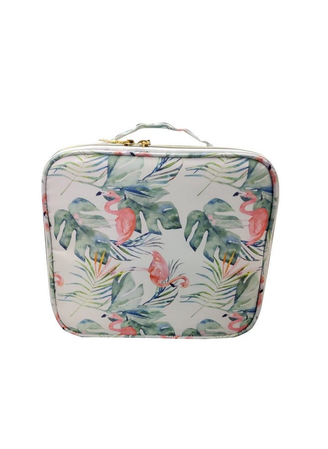 House of Quirk Makeup Box/Cosmetic Storage Case With Adjustable Compartment - White Flamingo,W-22 Cm