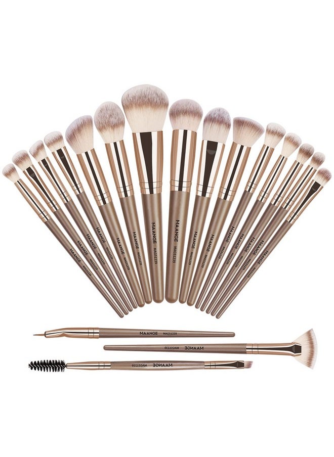 Make Up Brushes, MAANGE 18 Pcs Premium Synthetic Makeup Brushes Set Soft Foundation Powder Eyeliner Eye Shadow Makeup Brushes Professional (Champagne)
