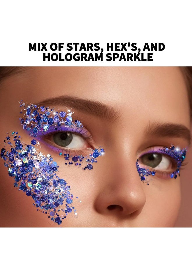 Teenitor Face Glitter Body Glitter Makeup Glitter Gel Hair Glitter, 12 Colors Body and Face Glitter Gel for Halloween Makeup, Star Glitter for Face, Body, Hair, 10g/Color