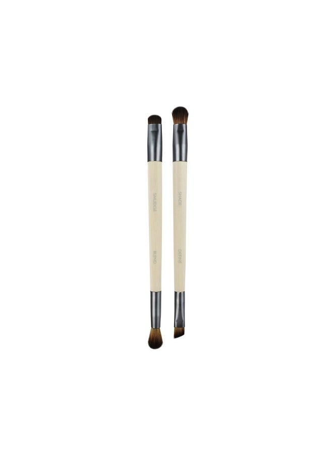 EcoTools Enhancing Eye Brush Set, Makeup Brushes For Liquid, Cream & Powder Eyeshadow & Eye Liner Application, Dual-Sided & Eco-Friendly, Synthetic Bristles, Cruelty-Free, 2 Piece Set