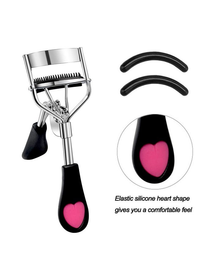 Pinkiou Eyelash Curlers with Comb and Eeylash Separator Set Professional Lash Curler with Built-in Comb Ergonomic Heart-Shaped Handle and Eyelash Comb Tool for Daily Makeup