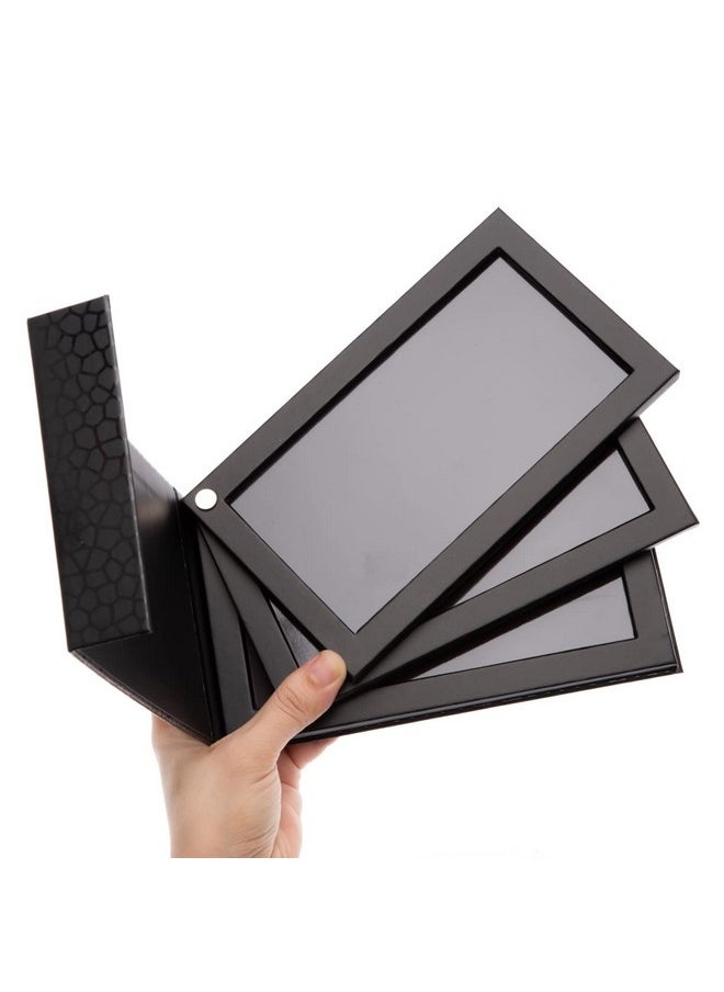 Allwon 3-Layer Rotation Magnetic Palette 3 in1 Empty Makeup Palette Storage Box for Eyeshadow Lipstick Blush Powder (Black)