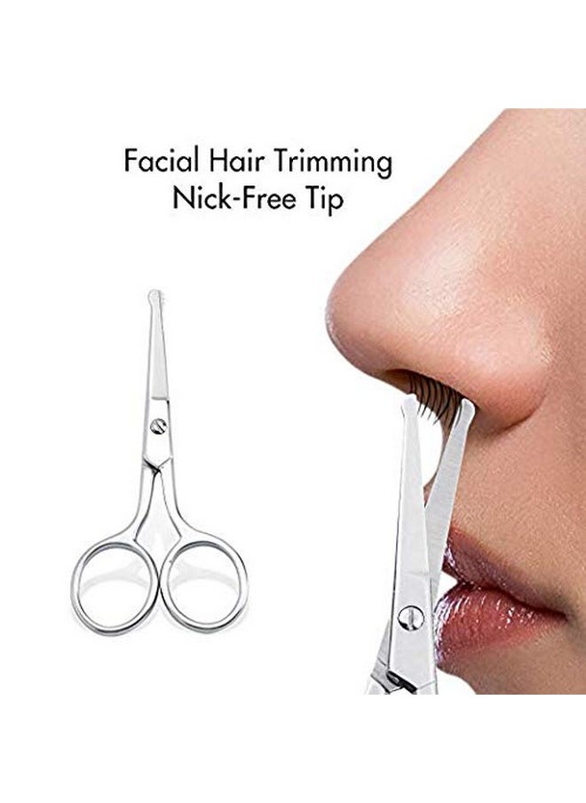 LIVINGO Premium Manicure Rounded Tip Scissors Multi-purpose Stainless Steel Cuticle Pedicure Beauty Grooming Kit for Nail, Eyebrow, Eyelash, Dry Skin, Nose Hair 3.5 inch