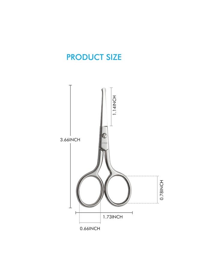 LIVINGO Premium Manicure Rounded Tip Scissors Multi-purpose Stainless Steel Cuticle Pedicure Beauty Grooming Kit for Nail, Eyebrow, Eyelash, Dry Skin, Nose Hair 3.5 inch